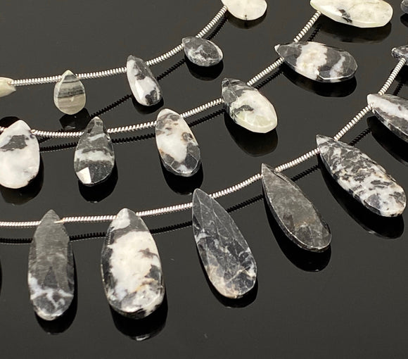 Natural Zebra Jasper Faceted Pear Beads, Gemstone Beads, Wholesale Beads Jewelry Supplies, 7” Strand