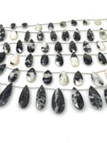 Natural Zebra Jasper Faceted Pear Beads, Gemstone Beads, Wholesale Beads Jewelry Supplies, 7” Strand