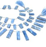 Natural Blue Opal Gemstone Beads, Blue Opal Carved Bar Beads, Wholesale Bulk Beads, Jewelry Supplies, 8” Strand