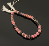 Natural Rhodonite Gemstone Beads, Jewelry Supplies, Wholesale Beads, 7mm - 8mm , 8” Strand