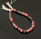 Natural Rhodonite Gemstone Beads, Jewelry Supplies, Wholesale Beads, 7mm - 8mm , 8” Strand