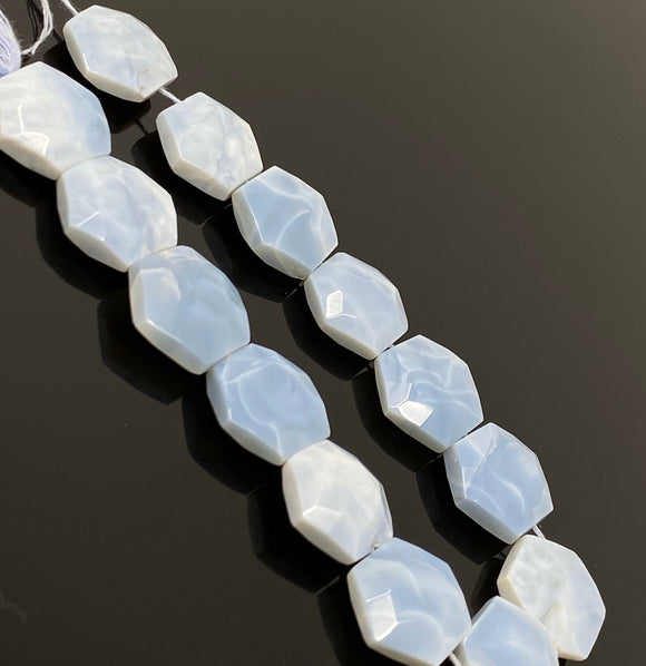Blue Opal Beads, Gemstone Beads, Peruvian Opal Beads, 15x17mm - 16x18mm, 6.5” Strand