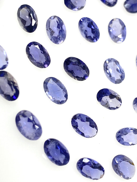 10Pcs Natural Iolite Gemstone Cut Stone, Genuine African Iolite AAA Grade Faceted Oval Loose Gemstones, Ring Stones , 6x4mm