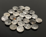 5 Pcs Natural Black Rutile Rose Cut Cabochons, Loose Gemstones, Briolette Ring Stones, 12mm - 12.5mm approx.