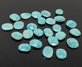 5 Pcs Natural Amazonite Rose Cut Cabochons, Loose Gemstones, Peruvian Amazonite Ring Stones, 13x10mm - 18x15mm approx.
