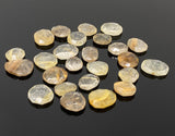 5 Pcs Natural Golden Rutile Rose Cut Cabochons, Loose Gemstones, Golden Rutile Rose Cuts, 11x10mm - 17x14mm