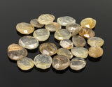 5 Pcs Natural Golden Rutile Rose Cut Cabochons, Loose Gemstones, Golden Rutile Rose Cuts, 11x10mm - 17x14mm