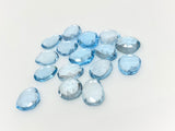 6Pcs Swiss Blue Topaz Rosecut Cabochons, Loose Gemstones, Blue Topaz Rose Cuts, 8x7mm - 12x9mm