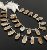 Copper Rutile Gemstone Beads, Copper Rutile Faceted Pear Briolette Beads,Jewelry Supplies Bulk Beads, 17- 23mm , 8” Strand/13-14 Pcs