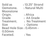 Multi Moonstone Beads, Gemstone Beads, Jewelry Supplies for Jewelry Making, Wholesale Beads, Bulk Beads, AA Quality, 13.25" Strand