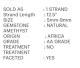 Natural Amethyst Gemstone Beads, Jewelry Supplies for Jewelry Making, Bulk Wholesale Beads, 12.5" Strand