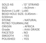 Natural Petro Tourmaline Beads, Gemstone Beads, Tourmaline Brick Beads, Wholesale Bulk Beads, AAA Quality - 4x3mm - 9x5mm , 13" Strand