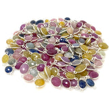 Natural Multi Sapphire Gemstone Connectors, Sterling Silver Connectors, Bulk Wholesale Jewelry Supplies, 16mm - 20mm