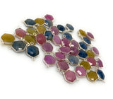 10 Pcs/ 11 Pcs Natural Multi Sapphire Gemstone Connectors, Silver Connectors, Bulk Wholesale Jewelry Supplies, 20x12mm