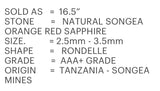 16.5” Natural Orange Red Songea Sapphire Gemstone Beads - Micro Faceted AAA+ Quality, Gemstone Beads, 2.5mm - 3.5mm