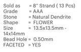 Dendrite Beads - Flower Shape, Gemstone Beads, Jewelry Supplies forJewelry Making, Bulk Beads, 8" Strand