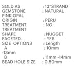 Pink Opal Gemstone Beads, Pink Opal Faceted Nugget Beads, Bulk Wholesale Beads, Jewelry Supplies, Jewelry Making, 13" Strand