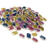 10 Pcs /14 Pcs Natural Sapphire Gemstone Connectors, Silver Findings, Bulk Wholesale Jewelry Supplies, 19x9mm - 22x11mm