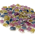10 Pcs /14 Pcs Natural Sapphire Gemstone Connectors, Silver Findings, Bulk Wholesale Jewelry Supplies, 19x9mm - 22x11mm