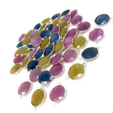 10 Pcs Natural Sapphire Gemstone Connectors, Bulk Wholesale Jewelry Supplies , Sterling Silver Jewelry Findings, 22x16.5mm