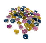 10Pcs/13 Pcs Natural Sapphire Gemstone Connectors, Sterling Silver Jewelry Findings, Bulk Wholesaler Jewelry Supplies, 18.5x12mm