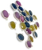 10Pcs/13Pcs Natural Sapphire Gemstone Connectors, Bulk Wholesale Jewelry Supplies, Sterling Silver Jewelry Findings, 13x14mm