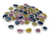 10Pcs/ 15 Pcs Natural Sapphire Gemstone Connectors, Sterling Silver Bulk Wholesale Jewelry Supplies, 14x10mm - 17x12mm