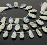 Rare Natural K2 Jasper Gemstone Beads, Crystal Cave K2 Stone Faceted Pear Beads, Jewelry Supplies, 8” Strand