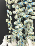 Rare Natural K2 Jasper Gemstone Beads, Crystal Cave K2 Stone Faceted Pear Beads, Jewelry Supplies, 8” Strand