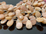Pink Peach Opal Gemstone Beads, Natural Pink Peach Opal Faceted Pear Beads, Bulk Wholesale Beads, Jewelry Supplies, 7.5” Strand / 12 Pcs