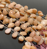 Pink Peach Opal Gemstone Beads, Natural Pink Peach Opal Faceted Pear Beads, Bulk Wholesale Beads, Jewelry Supplies, 7.5” Strand / 12 Pcs