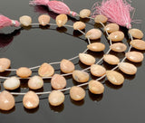 Pink Peach Opal Gemstone Beads, Natural Pink Peach Opal Faceted Pear Beads, Bulk Wholesale Beads, Jewelry Supplies, 7.5” Strand / 12 Pcs