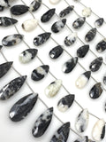 Natural Zebra Jasper Faceted Pear Beads, Gemstone Beads, Wholesale Beads Jewelry Supplies, 7” Strand