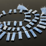 Natural Blue Opal Gemstone Beads, Blue Opal Carved Bar Beads, Wholesale Bulk Beads, Jewelry Supplies, 8” Strand