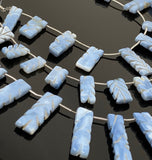 Natural Blue Opal Gemstone Beads, Blue Opal Carved Bar Beads, Wholesale Bulk Beads, Jewelry Supplies, 8” Strand