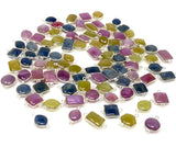 10 Pcs Natural Sapphire Gemstone Connectors, Silver Connectors, Bulk Wholesale Jewelry Supplies, 18x10mm - 21x12mm