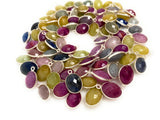 7 Pcs/ 10 Pcs Natural Sapphire Charms, Bulk Silver Gemstone Charms, Wholesale Jewelry Supplies, 15x9mm-17x12mm