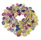 7 Pcs/ 10 Pcs Natural Sapphire Charms, Bulk Silver Gemstone Charms, Wholesale Jewelry Supplies, 15x9mm-17x12mm