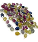 7 Pcs/ 10 Pcs Natural Sapphire Charms, Bulk Silver Gemstone Charms, Wholesale Jewelry Supplies, 15x9mm-17x12mm