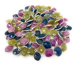 10 Pcs/ 14 Pcs Natural Sapphire Gemstone Charms, Sterling Silver Jewelry Supplies, Bulk Wholesale Charms, 15x10mm - 18x12mm