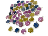 10 Pcs / 12 Pcs Natural Sapphire Gemstone Charms, Wholesale Silver Jewelry Supplies, Bulk Wholesale Charms, 16x12mm - 17x13mm