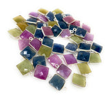 6 Pcs / 10 Pcs Natural Sapphire Gemstone Charms, Sterling SilverJewelry Supplies, Bulk Wholesale Charms, 14x11mm - 15x12mm
