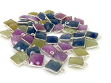 6 Pcs / 10 Pcs Natural Sapphire Gemstone Charms, Sterling SilverJewelry Supplies, Bulk Wholesale Charms, 14x11mm - 15x12mm