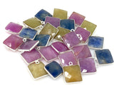 6 Pcs/ 10 Pcs Natural Sapphire Gemstone Charms, Sterling SilverJewelry Supplies, Bulk Wholesale Charms, 17x14mm - 18x15mm