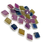 6 Pcs/ 10 Pcs Natural Sapphire Gemstone Charms, Sterling SilverJewelry Supplies, Bulk Wholesale Charms, 17x14mm - 18x15mm
