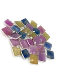 6 Pcs/ 10 Pcs Natural Sapphire Gemstone Charms, Sterling SilverJewelry Supplies, Bulk Wholesale Charms, 17x14mm - 18x15mm