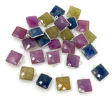 6 Pcs/ 10 Pcs Natural Sapphire Gemstone Charms, Sterling SilverJewelry Supplies, Bulk Wholesale Charms, 17x14mm - 18x15mm