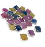 6 Pcs/ 10 Pcs Natural Sapphire Gemstone Charms, Sterling SilverJewelry Supplies, Bulk Wholesale Charms, 17x14mm - 18x15mm