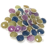 Sapphire Gemstone Charms, Jewelry Supplies for Jewelry Making, Bulk Wholesale Charms, Natural Gemstone Charms, 10 Pcs