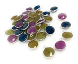 Sapphire Gemstone Charms, Jewelry Supplies for Jewelry Making, Bulk Wholesale Charms, Natural Gemstone Charms, 10 Pcs